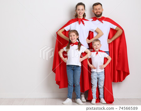 Happy family in Superhero capes 74566589