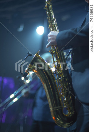 musician with saxophone in concert musician with saxophone in concert 74566981