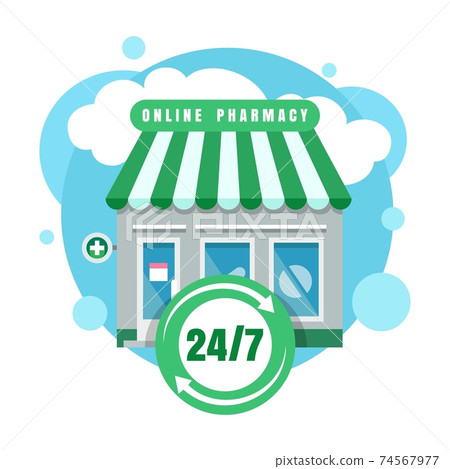 Online pharmacy icon 74567977