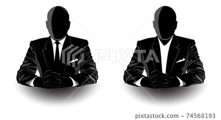 Picture of a man in a jacket sitting at the table Picture of a man in a jacket sitting at the table 74568193