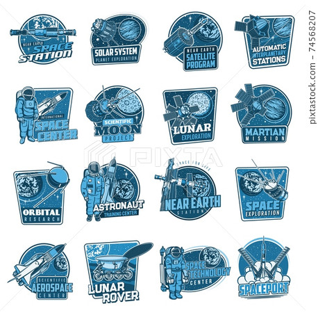 Space vector icons astronaut in galaxy, rocket Space vector icons astronaut in galaxy, rocket 74568207