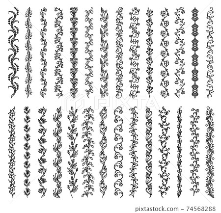 Floral ornament border and brocade, divider vector 74568288