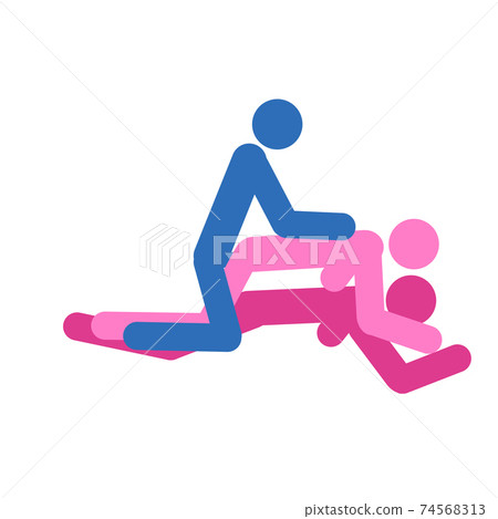 Cartoon different positions of threesome sex. Erotic style passion concept flat design. 74568313