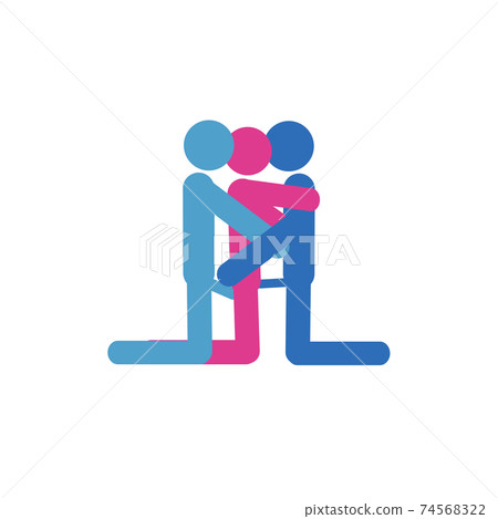 Cartoon different positions of threesome sex. Erotic style passion concept flat design. 74568322
