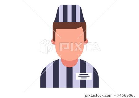 prisoner bandit in striped uniform. 74569063