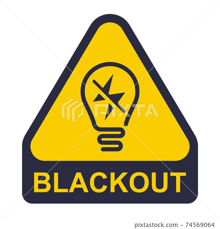 yellow blackout icon. power outage sticker. 74569064