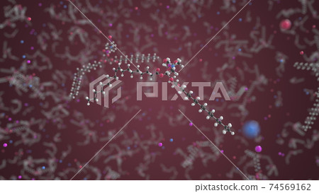 Phosphatidylcholine molecule. Ball-and-stick molecular model. Healthcare related 3d rendering 74569162