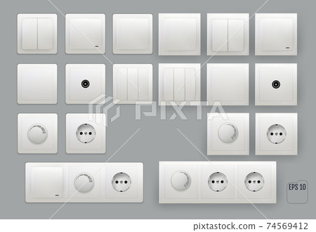 Wall switch. Power electrical socket. 74569412