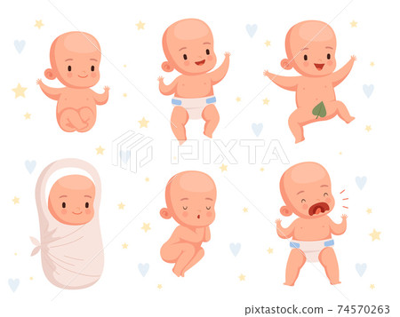 Infant new born. Toddler babies activity cute cheerful characters nowaday vector cartoon set Infant new born. Toddler babies activity cute cheerful characters nowaday vector cartoon set 74570263