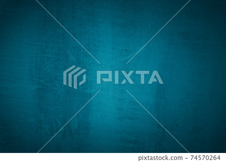 Vintage grunge blue concrete texture studio wall background with vignette. 74570264