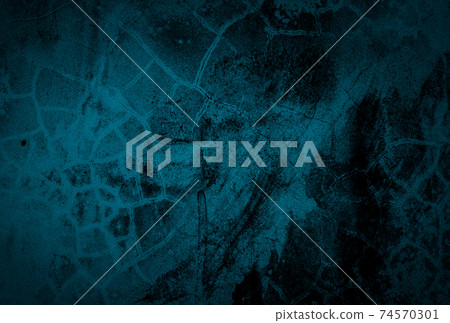 Vintage grunge blue concrete texture studio wall background with vignette. 74570301