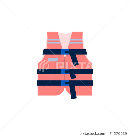 Red life jacket, vest for rescue and safety people in water a vector illustration Red life jacket, vest for rescue and safety people in water a vector illustration 74570989
