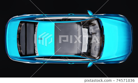3d rendering of a brandless generic blue car in a black studio environment 3d rendering of a brandless generic blue car in a black studio environment 74571836