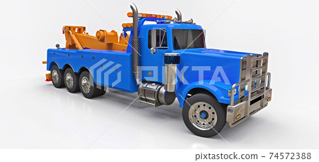 Blue Cargo Tow Truck To Transport Other Big - Stock Illustration 