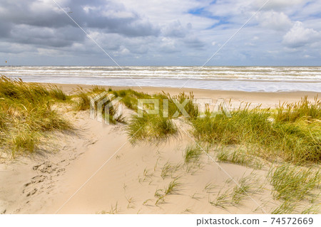 Landscape view of sand dune on the North sea coast 74572669