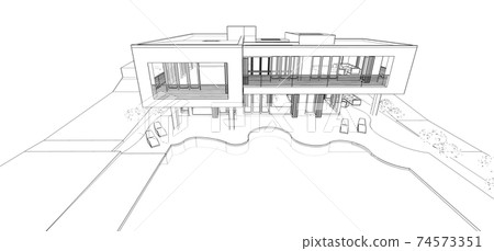 3d modern house, on white background. 3d illustration. 3d modern house, on white background. 3d illustration. 74573351