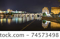 Pargue charles bridge and prague castle by night reflections river 74573498