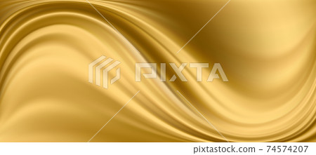 Gold silk satin fabric background. Vector Illustration. EPS10 74574207