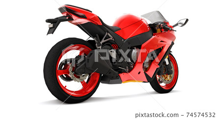 3d red super sports motorbike on white isolated background. 3d illustration. 3d red super sports motorbike on white isolated background. 3d illustration. 74574532