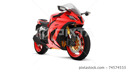 3d red super sports motorbike on white isolated background. 3d illustration. 74574533