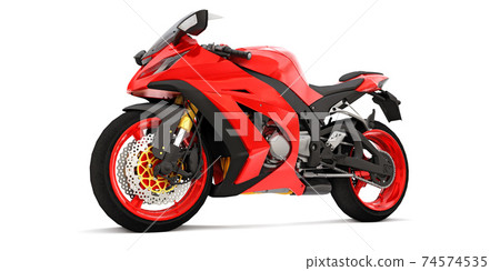 3d red super sports motorbike on white isolated background. 3d illustration. 3d red super sports motorbike on white isolated background. 3d illustration. 74574535