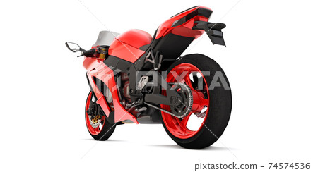 3d red super sports motorbike on white isolated background. 3d illustration. 74574536