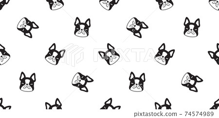 dog seamless pattern french bulldog vector face head cartoon icon repeat wallpaper tile background scarf isolated illustration design 74574989