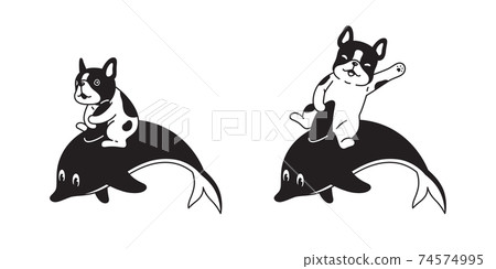 dog french bulldog dolphin vector fish icon shark logo whale symbol sign character cartoon pet puppy illustration design 74574995