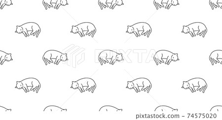 cat seamless pattern kitten sleeping calico vector pet repeat background scarf isolated cartoon animal tile wallpaper illustration doodle design 74575020