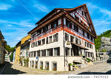 Houses in the old town of Baden in Switzerland 74575313