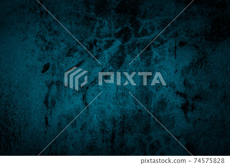 Vintage grunge blue concrete texture studio wall background with vignette. 74575828