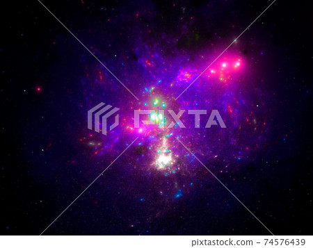 Space theme background - blue and purple 3d illustration Space theme background - blue and purple 3d illustration 74576439