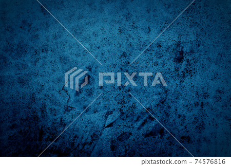 Vintage grunge blue concrete texture studio wall background with vignette. 74576816