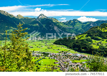 Linth River valley in Switzerland 74577011