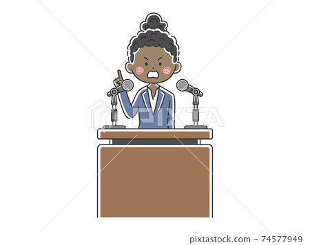 Illustration of a black politician appealing to the public 74577949