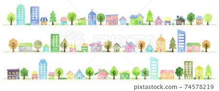 Illustration of cityscape with watercolor touch 74578219