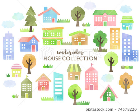 Illustration of cityscape with watercolor touch Illustration of cityscape with watercolor touch 74578220