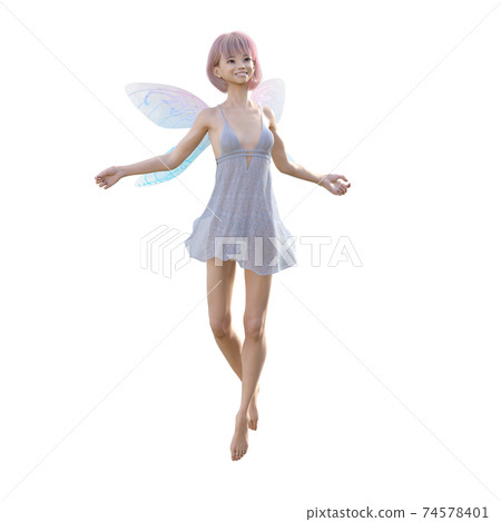 美腿仙女燙髮3DCG插畫素材 美腿仙女燙髮3DCG插畫素材 74578401