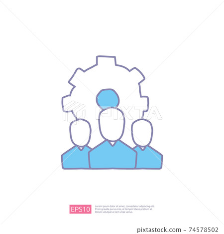 team leadership concept doodle icon with man and gear symbol. corporate teamwork icon sign vector illustration 74578502