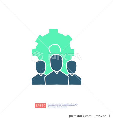 team leadership concept doodle icon with man and gear symbol. corporate teamwork icon sign vector illustration 74578521