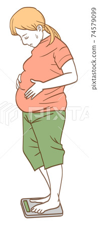 Woman to weigh (simple color) Woman to weigh (simple color) 74579099