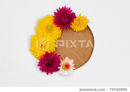 Blank paper with copy space and flower buds 74580999