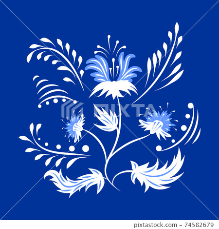 Folk floral bouquet of flowers poster Folk floral bouquet of flowers poster 74582679