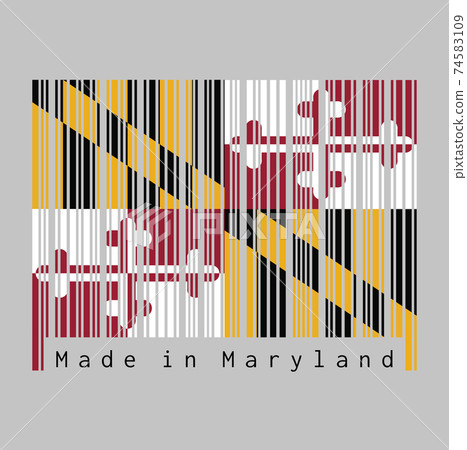 Barcode set the color of Maryland flag, Heraldic banner of George Calvert, 1st Baron Baltimore. 74583109