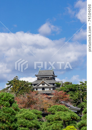 島根縣松江市天氣晴朗的國寶松江城 74584098