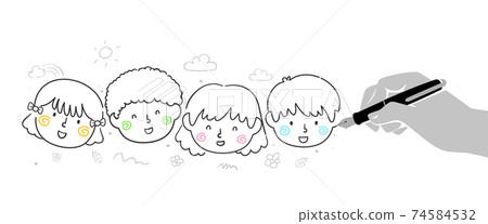 Doodle Kids Writing For Children Illustration 74584532