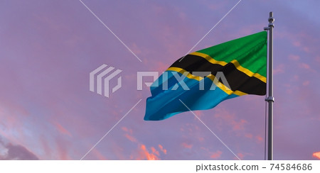 3d rendering of the national flag of the Tanzania 3d rendering of the national flag of the Tanzania 74584686