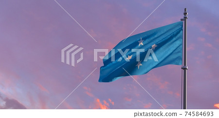 3d rendering of the national flag of the Micronesia 74584693