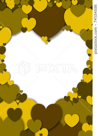 Heart material Heart-shaped frame made by collage of large and small shades of ocher hearts White in the vertical frame Other colors available 74584886