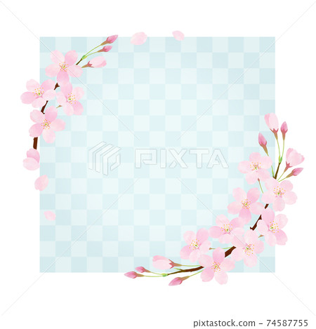 Cherry blossom vector frame material (checkered) Cherry blossom vector frame material (checkered) 74587755